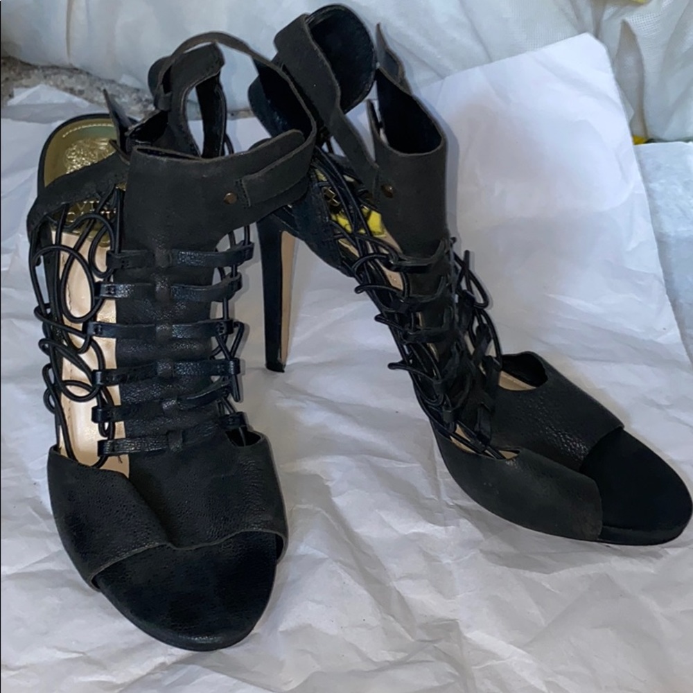 Vince camuto black cage heels